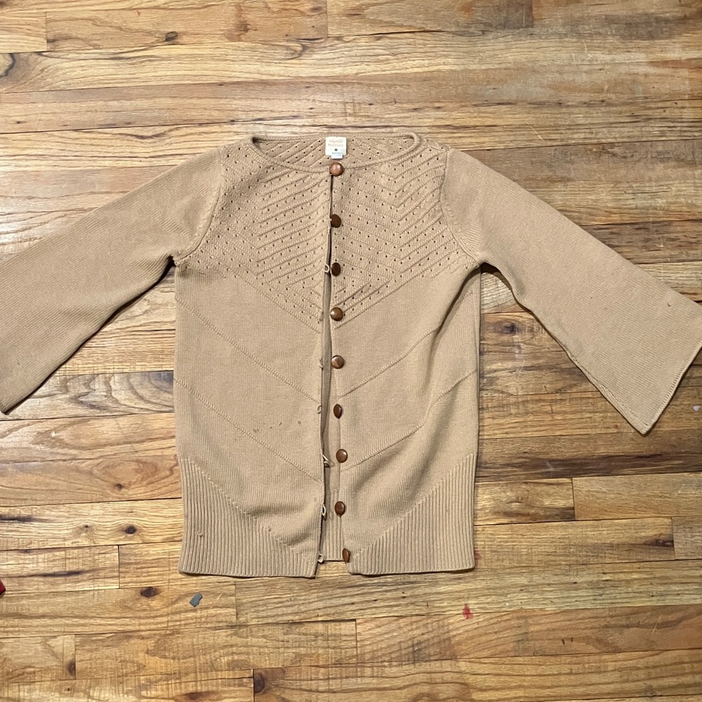 Lauren Moffatt Tan Button-Up Women's Sweater